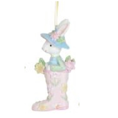 Gisela Graham Easter Hanging Decoration Moulded Welly Boot Yellow Blue Pink