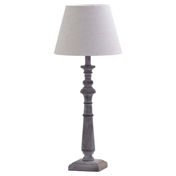 Table Lamp Wood Tall Column Carved, Rustic Wood Table Lamps Uk